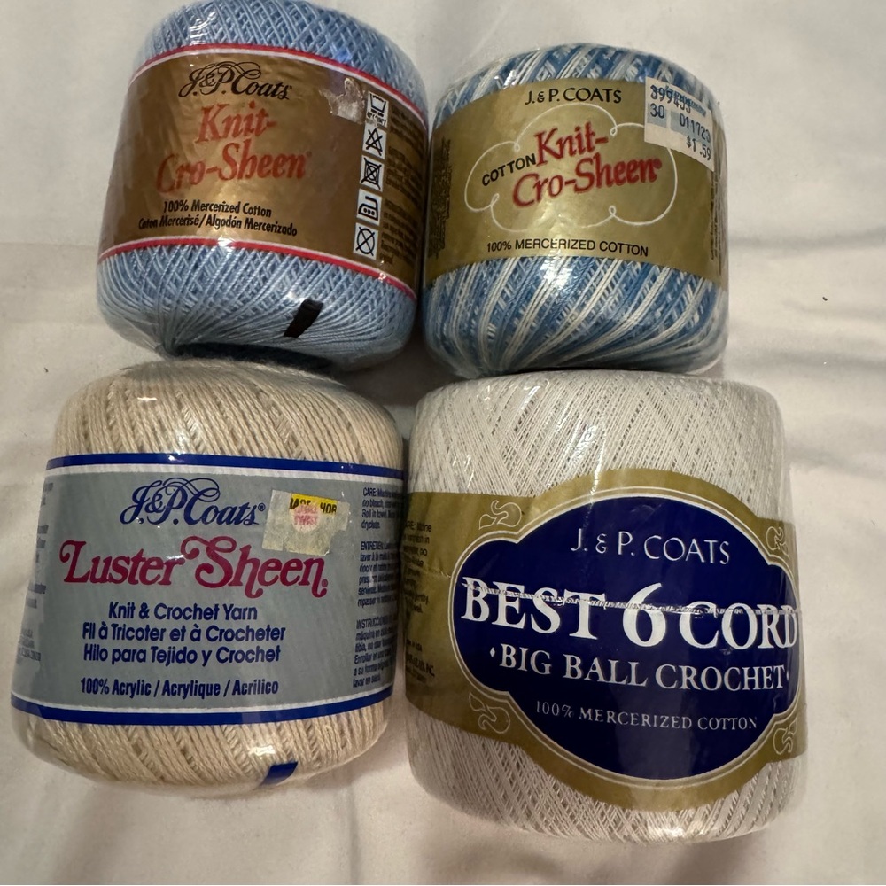 J&P Coats Yarn Bundle - Blue and Cream